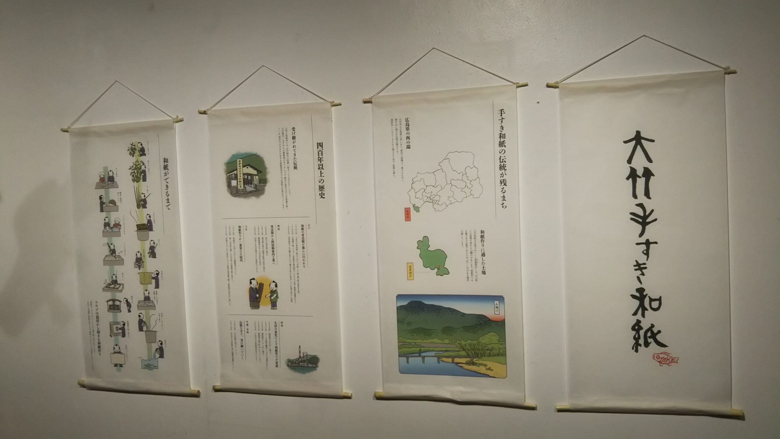 手描き和紙タペストリー(竹/雀) 手描き和紙タペストリー(竹/雀)